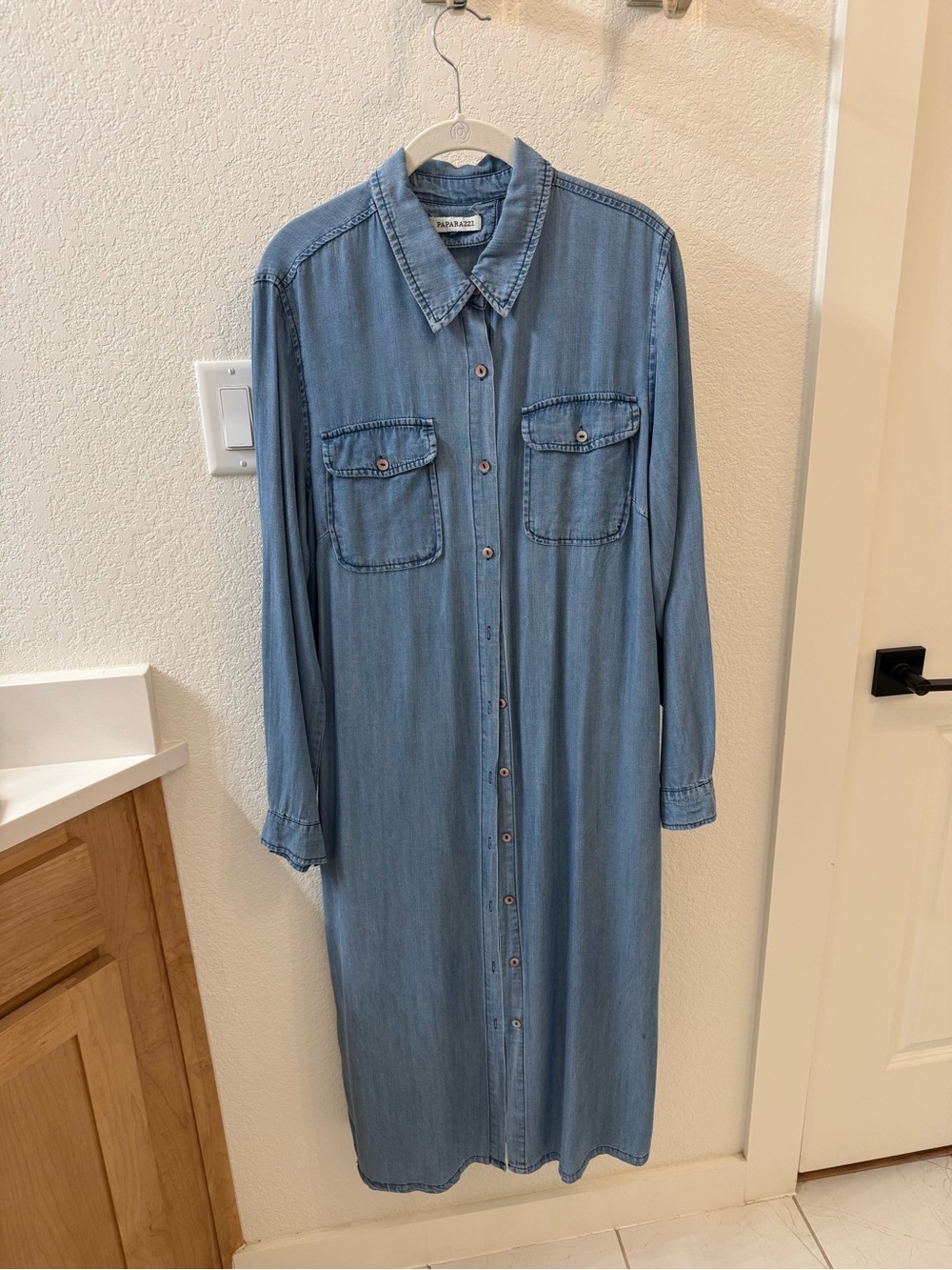 paparazzi Light Blue Denim Shirt Dress